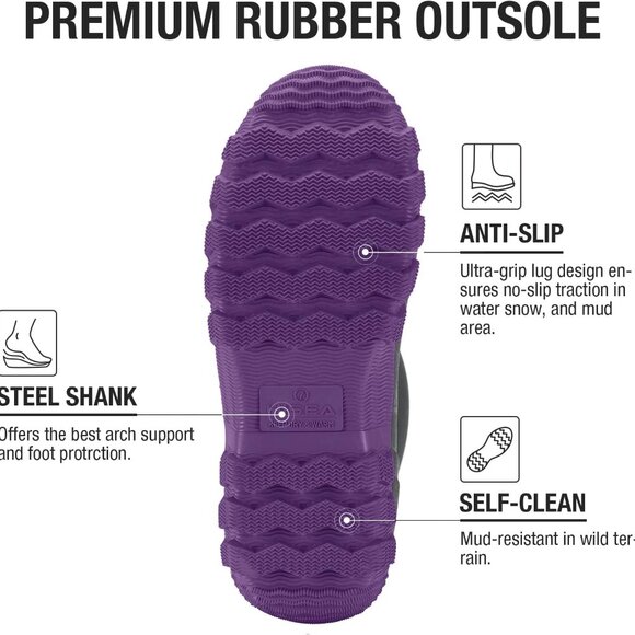 Women's Waterproof Rubber Mid Calf Rain Boots Garden Mud Work Size 7 - Picture 3 of 5